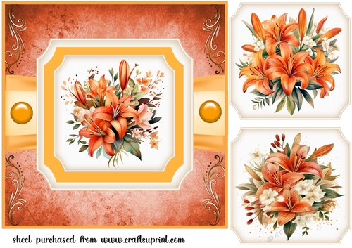 Orange Lily single panel card front 6