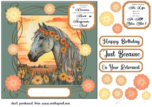 Boho horse card front 6