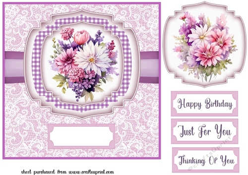 Purple floral card front 3