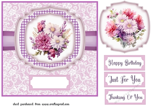 Purple floral card front 7