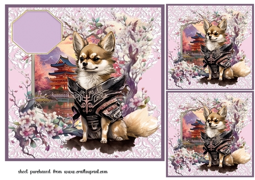 3 Samurai pup card front/toppers 3