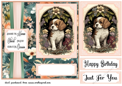 Floral puppy panel card front 2