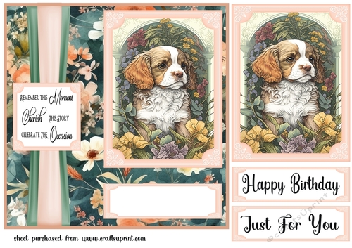 Floral puppy panel card front 3