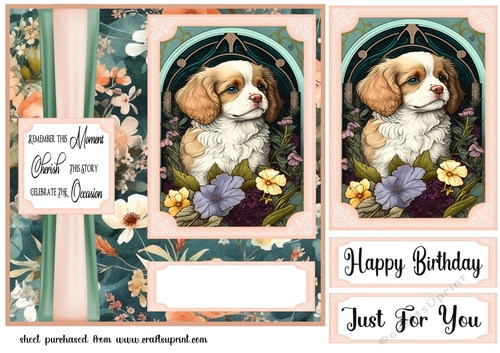 Floral puppy panel card front 4