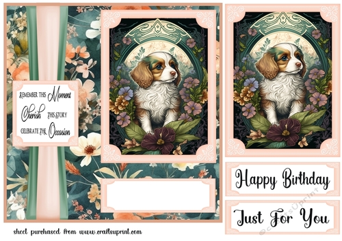 Floral puppy panel card front 5