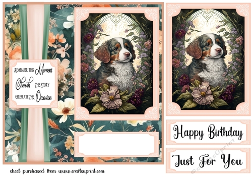 Floral puppy panel card front 6