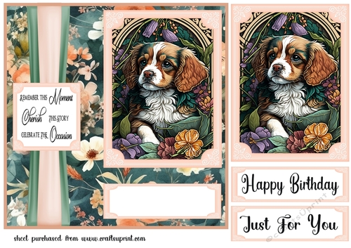 Floral puppy panel card front 7