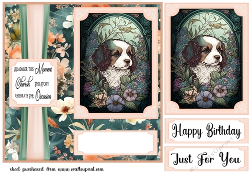 Floral puppy panel card front 8
