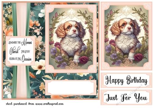 Floral puppy panel card front 9