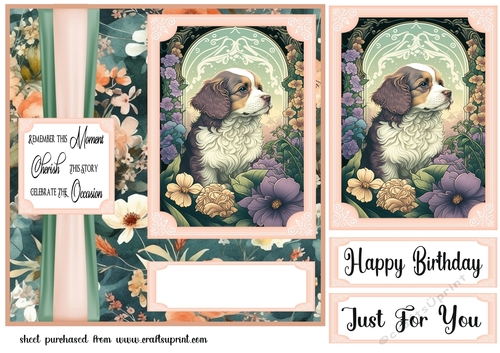 Floral puppy panel card front 10