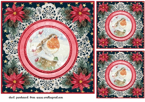 3 Christmas robin card front/toppers 5