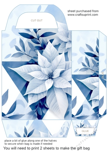 Blue floral winter geometry gift bag 2