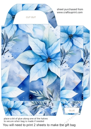 Blue floral winter geometry gift bag 3