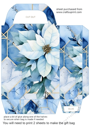 Blue floral winter geometry gift bag 4