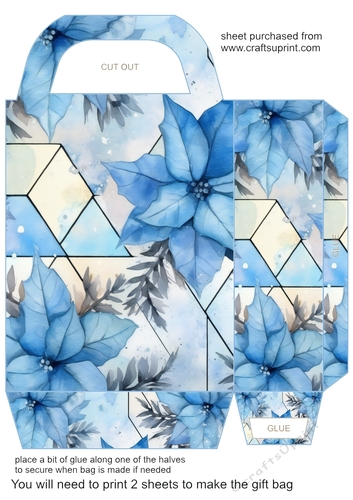 Blue floral winter geometry gift bag 5