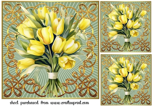 3 Yellow tulips card front/toppers