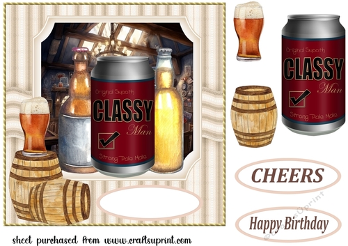 Classy beer themed card front