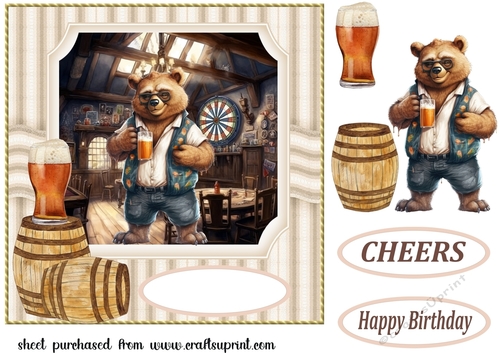 Birthday beer card front (bear) 2