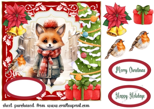 Christmas fox card front 2