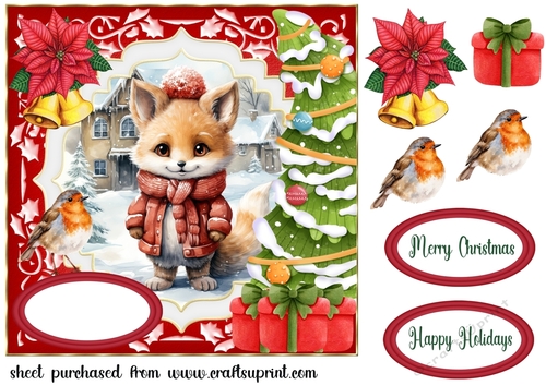 Christmas fox card front 5