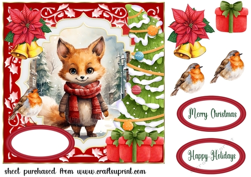Christmas fox card front 7