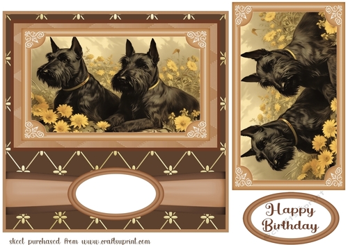 Vintage Scottish Terriers card front 11