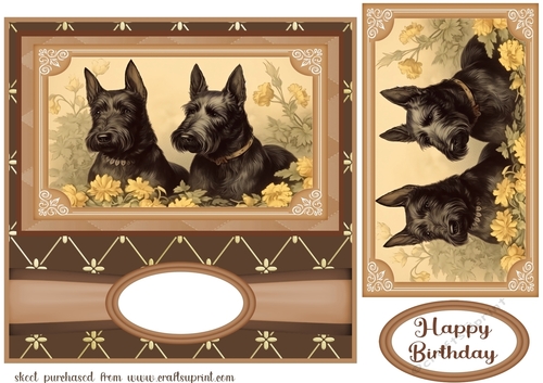 Vintage Scottish Terriers card front 16
