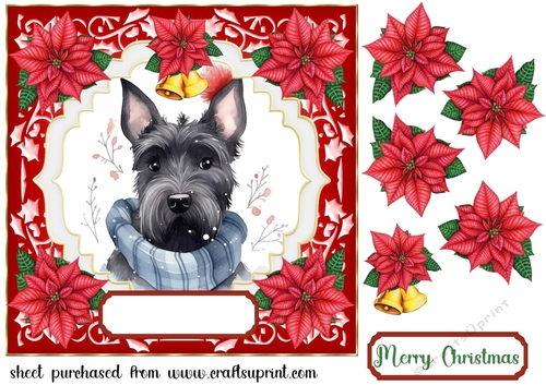 Christmas Scottish Terrier card front 2