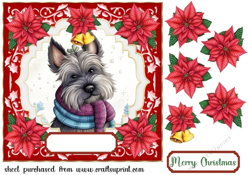 Christmas Scottish Terrier card front 6