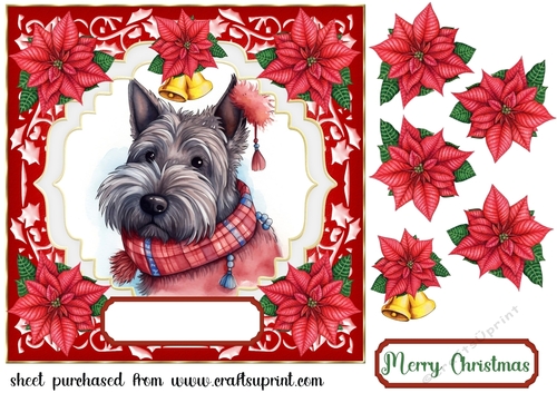 Christmas Scottish Terrier card front 10