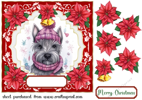 Christmas Scottish Terrier card front 12