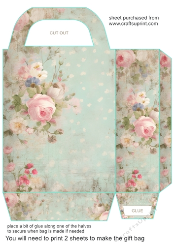 Vintage shabby floral gift bag 1