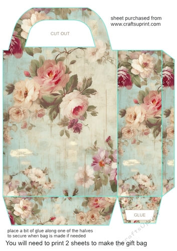 Vintage shabby floral gift bag 2