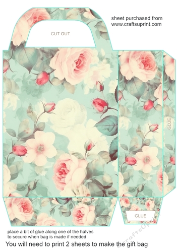Vintage shabby floral gift bag 4