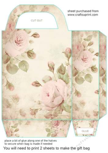Vintage shabby floral gift bag 6