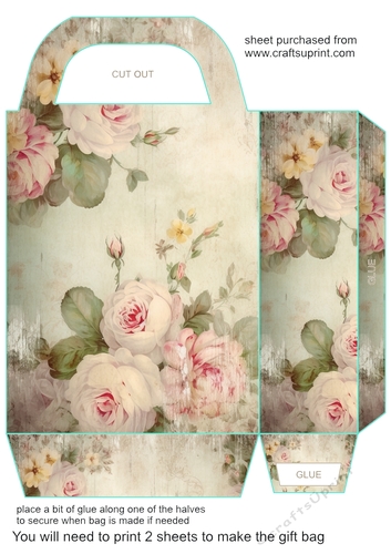 Vintage shabby floral gift bag 7