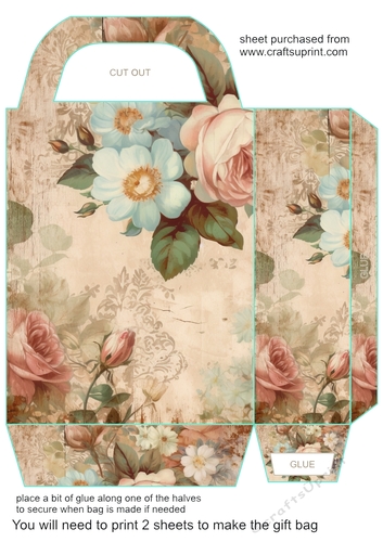 Vintage shabby floral gift bag 8