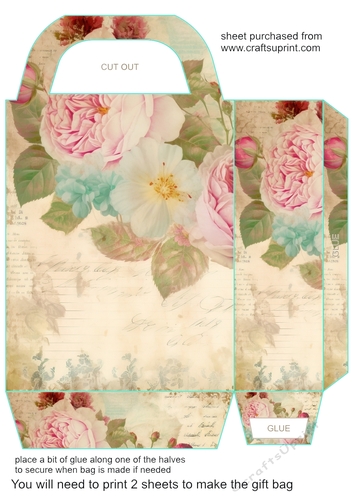 Vintage shabby floral gift bag 9