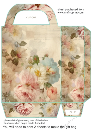 Vintage shabby floral gift bag 10