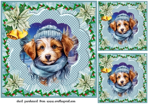 3 Christmas pup card front/toppers 1