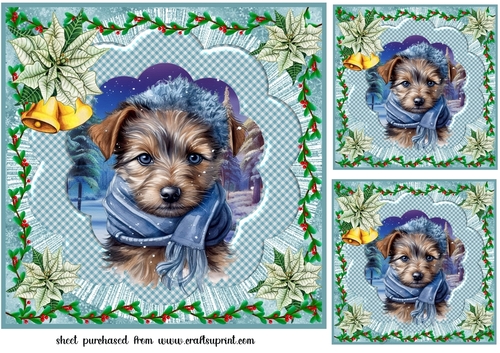 3 Christmas pup card front/toppers 4