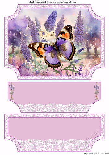 lavender butterfly easel topper and layered stopper(no base) 8