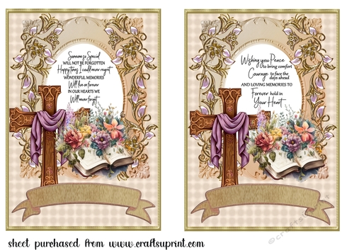 2 Sympathy verse card fronts/toppers(7x5 aprox) 2