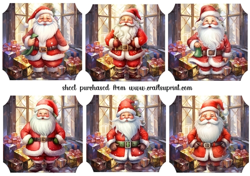 6 Santa and presents toppers(will fit Santa card fronts cup1224257_659)