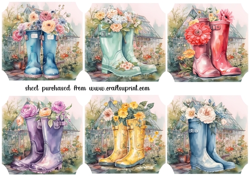 6 floral welly toppers