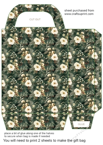 Christmas green floral gift bag 11