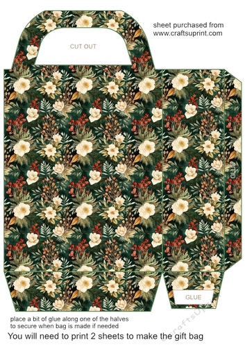 Christmas green floral gift bag 12