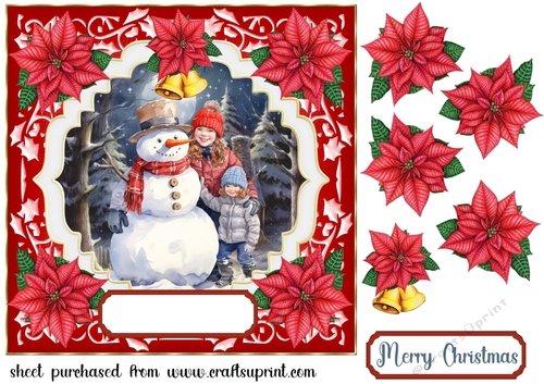 Kids building snowman card front 2