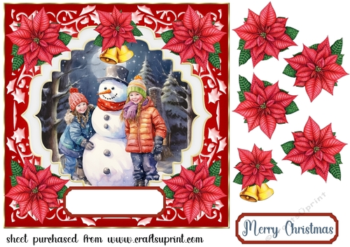 Kids building snowman card front 3