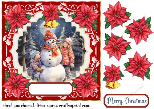 Kids building snowman card front 5